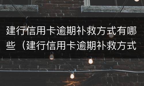 建行信用卡逾期补救方式有哪些（建行信用卡逾期补救方式有哪些种类）