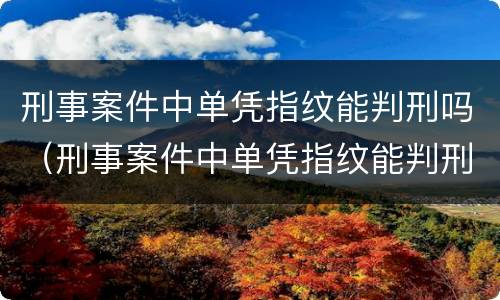 刑事案件中单凭指纹能判刑吗（刑事案件中单凭指纹能判刑吗）
