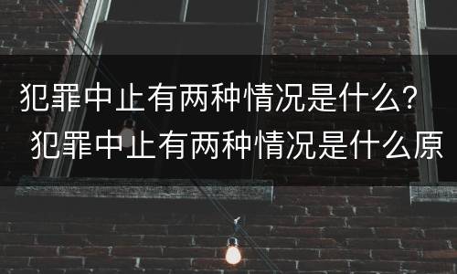 犯罪中止有两种情况是什么？ 犯罪中止有两种情况是什么原因