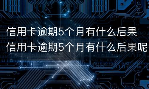 信用卡逾期5个月有什么后果 信用卡逾期5个月有什么后果呢