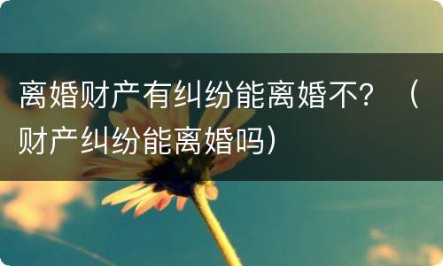 离婚财产有纠纷能离婚不？（财产纠纷能离婚吗）