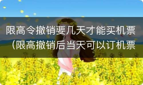 限高令撤销要几天才能买机票（限高撤销后当天可以订机票吗）