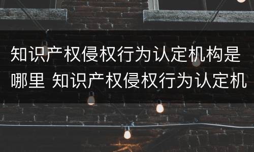 知识产权侵权行为认定机构是哪里 知识产权侵权行为认定机构是哪里管