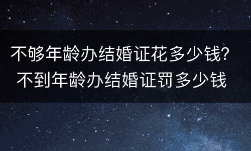 不够年龄办结婚证花多少钱？ 不到年龄办结婚证罚多少钱
