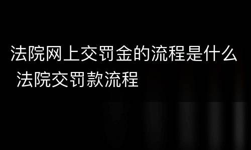 法院网上交罚金的流程是什么 法院交罚款流程