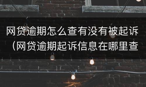 网贷逾期怎么查有没有被起诉（网贷逾期起诉信息在哪里查）