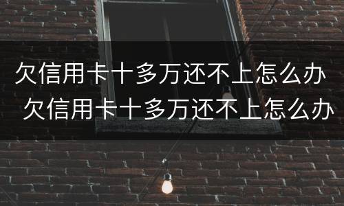 欠信用卡十多万还不上怎么办 欠信用卡十多万还不上怎么办呀