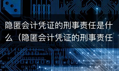 隐匿会计凭证的刑事责任是什么（隐匿会计凭证的刑事责任是什么）