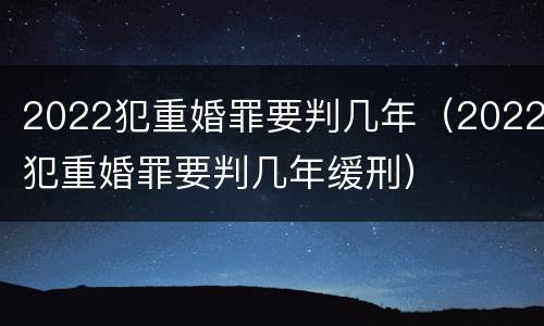 2022犯重婚罪要判几年（2022犯重婚罪要判几年缓刑）