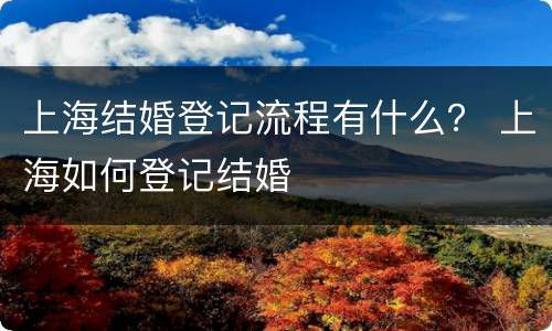 上海结婚登记流程有什么？ 上海如何登记结婚