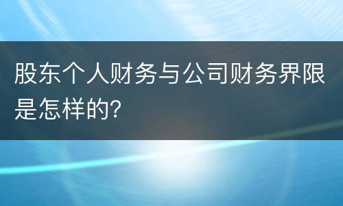 股东个人财务与公司财务界限是怎样的？