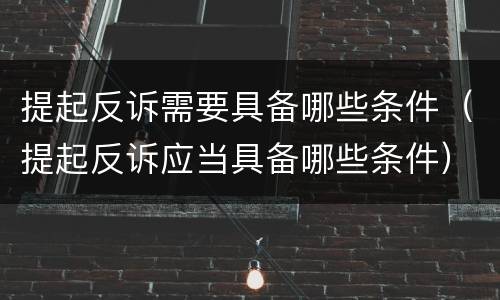 提起反诉需要具备哪些条件（提起反诉应当具备哪些条件）