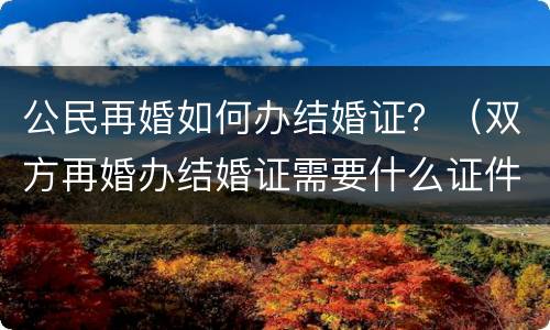 公民再婚如何办结婚证？（双方再婚办结婚证需要什么证件）