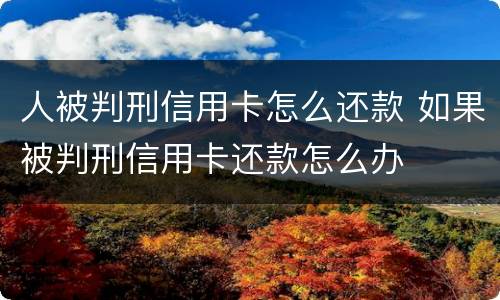 人被判刑信用卡怎么还款 如果被判刑信用卡还款怎么办