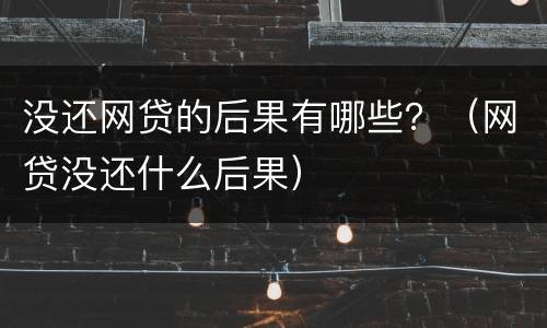 没还网贷的后果有哪些？（网贷没还什么后果）