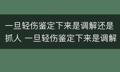 一旦轻伤鉴定下来是调解还是抓人 一旦轻伤鉴定下来是调解还是抓人呢