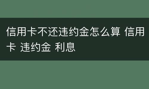 信用卡不还违约金怎么算 信用卡 违约金 利息