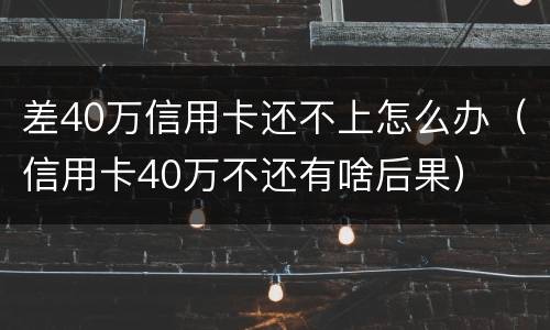 差40万信用卡还不上怎么办（信用卡40万不还有啥后果）