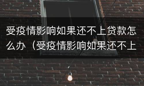 受疫情影响如果还不上贷款怎么办（受疫情影响如果还不上贷款怎么办呢）
