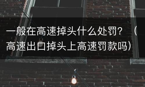 一般在高速掉头什么处罚？（高速出口掉头上高速罚款吗）