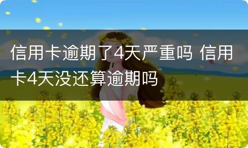信用卡逾期了4天严重吗 信用卡4天没还算逾期吗