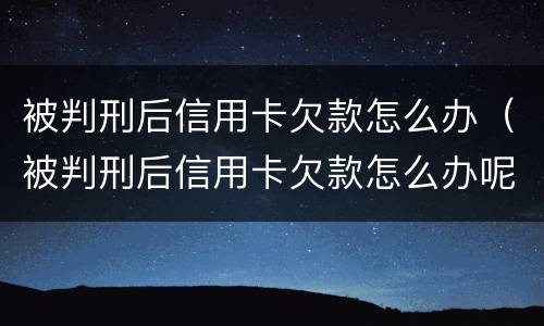 被判刑后信用卡欠款怎么办（被判刑后信用卡欠款怎么办呢）