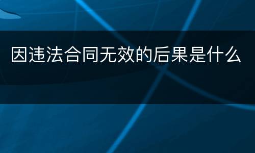 因违法合同无效的后果是什么