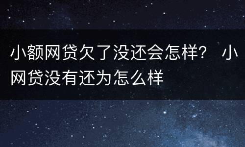 小额网贷欠了没还会怎样？ 小网贷没有还为怎么样