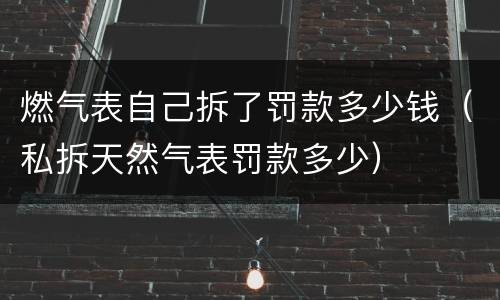 燃气表自己拆了罚款多少钱（私拆天然气表罚款多少）