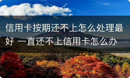 信用卡按期还不上怎么处理最好 一直还不上信用卡怎么办