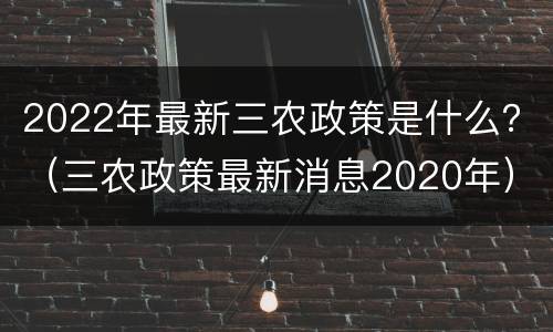2022年最新三农政策是什么？（三农政策最新消息2020年）