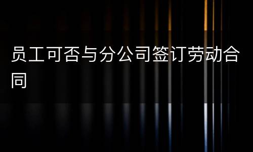 员工可否与分公司签订劳动合同