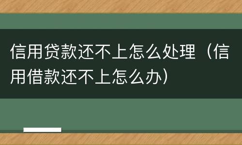 信用贷款还不上怎么处理(信用借款还不上怎么办)