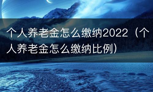 个人养老金怎么缴纳2022（个人养老金怎么缴纳比例）