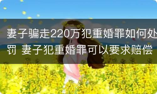妻子骗走220万犯重婚罪如何处罚 妻子犯重婚罪可以要求赔偿多少钱