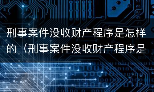 刑事案件没收财产程序是怎样的（刑事案件没收财产程序是怎样的规定）