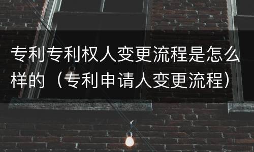 专利专利权人变更流程是怎么样的（专利申请人变更流程）