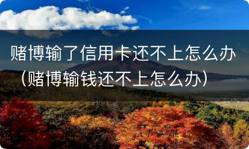 赌博输了信用卡还不上怎么办（赌博输钱还不上怎么办）