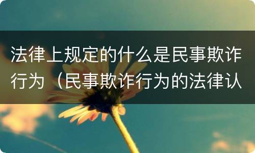 法律上规定的什么是民事欺诈行为（民事欺诈行为的法律认定）