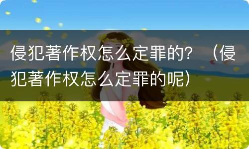 侵犯著作权怎么定罪的？（侵犯著作权怎么定罪的呢）