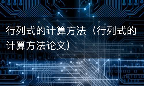 行列式的计算方法（行列式的计算方法论文）