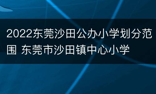 2022东莞沙田公办小学划分范围 东莞市沙田镇中心小学