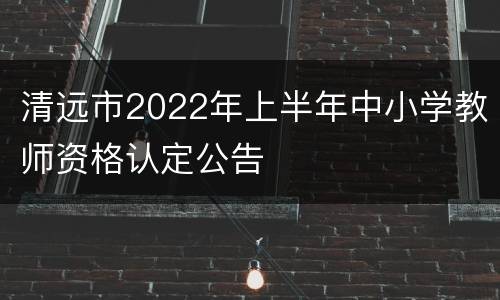 清远市2022年上半年中小学教师资格认定公告