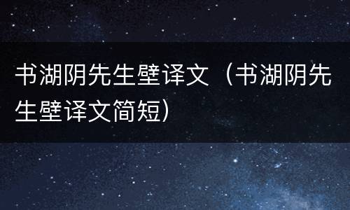 书湖阴先生壁译文（书湖阴先生壁译文简短）