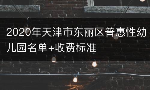 2020年天津市东丽区普惠性幼儿园名单+收费标准