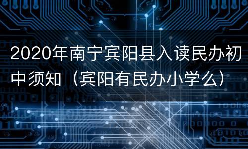 2020年南宁宾阳县入读民办初中须知（宾阳有民办小学么）