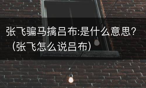 张飞骗马擒吕布:是什么意思?（张飞怎么说吕布）