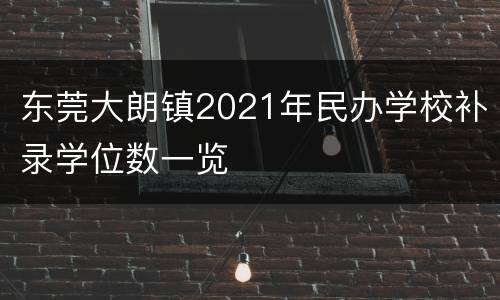 东莞大朗镇2021年民办学校补录学位数一览