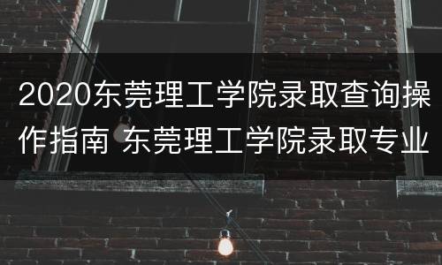 2020东莞理工学院录取查询操作指南 东莞理工学院录取专业查询