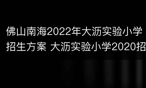佛山南海2022年大沥实验小学招生方案 大沥实验小学2020招生